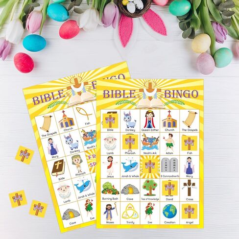 30 Players Bible Bingo Game for Vacation Bible School Christian Sunday Church Game Bible Activities Easter Gift Family Open Day Supplies in Saudi Arabia