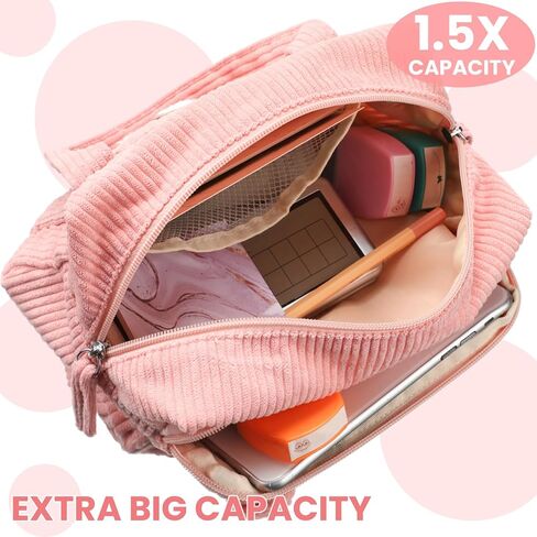 Sherr Large Pencil Pouch Pink Pencil Case Initial Pencil Pouch Preppy Cute Pencil Bag Aesthetic Corduroy Pen Case Capacity Zipper Stationery Bag Gift Ideal for Women(K) in Kuwait