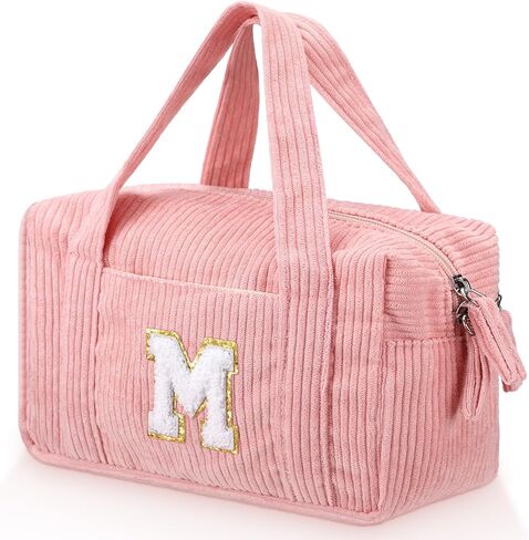 Sherr Large Pencil Pouch Pink Pencil Case Initial Pencil Pouch Preppy Cute Pencil Bag Aesthetic Corduroy Pen Case Capacity Zipper Stationery Bag Gift Ideal for Women(K) in Kuwait