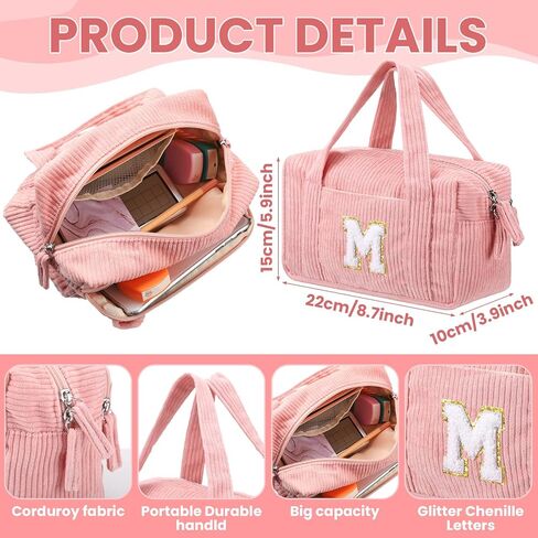 Sherr Large Pencil Pouch Pink Pencil Case Initial Pencil Pouch Preppy Cute Pencil Bag Aesthetic Corduroy Pen Case Capacity Zipper Stationery Bag Gift Ideal for Women(K) in Kuwait