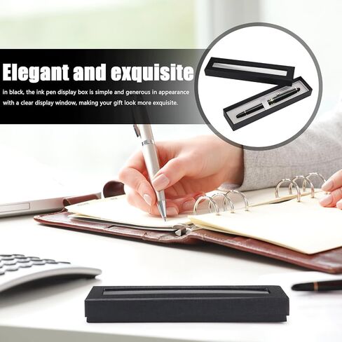 10pcs Pen Boxes Gift Empty with Clear Lid Cardboard, Gift Boxes for Pens, Black Pen Display Case for Gift Packaging (10) in Kuwait