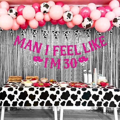 Sursurprise Western 30th Birthday Decorations, Man I Feel Like I'm 30 Banner, Disco Cowgirl Nashville 30th Birthday Party Supplies in Saudi Arabia