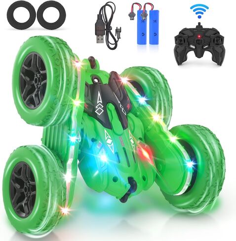 Remote Control Car, RC Cars, RC Stunt Car Toys New Upgraded Strip Light & Headlight, 6000mAH, 4WD 360° Rotating, Double Sided, Toy for Boys Girls Christmas Birthday Gift in Saudi Arabia