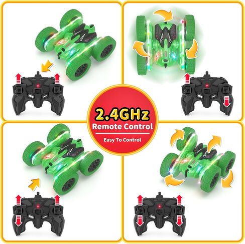 Remote Control Car, RC Cars, RC Stunt Car Toys New Upgraded Strip Light & Headlight, 6000mAH, 4WD 360° Rotating, Double Sided, Toy for Boys Girls Christmas Birthday Gift in Saudi Arabia