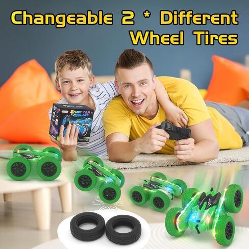 Remote Control Car, RC Cars, RC Stunt Car Toys New Upgraded Strip Light & Headlight, 6000mAH, 4WD 360° Rotating, Double Sided, Toy for Boys Girls Christmas Birthday Gift in Saudi Arabia