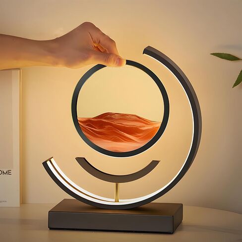 Moving Sand Art Lamp, 3D Sand Art Table Lamp Sand Art Pictures 3 Colors Desktop Sand Art Light Relaxing Desk Kids' Sand Art Kits Decor with Stand for Home Office Decor (Blue Sand) in Saudi Arabia
