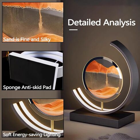 Moving Sand Art Lamp, 3D Sand Art Table Lamp Sand Art Pictures 3 Colors Desktop Sand Art Light Relaxing Desk Kids' Sand Art Kits Decor with Stand for Home Office Decor (Blue Sand) in Saudi Arabia