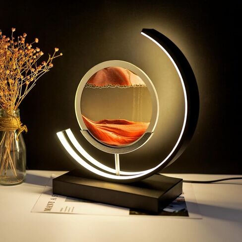 Moving Sand Art Lamp, 3D Sand Art Table Lamp Sand Art Pictures 3 Colors Desktop Sand Art Light Relaxing Desk Kids' Sand Art Kits Decor with Stand for Home Office Decor (Blue Sand) in Saudi Arabia