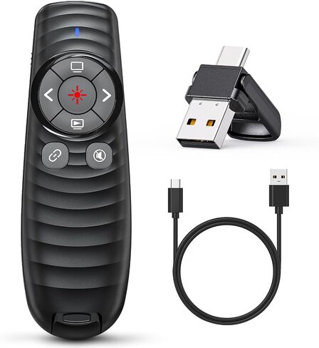 2-in-1 USB Type C Presentation Clicker Wireless Presenter Remote Clicker for PowerPoint Presentations with Pointer, RF 2.4GHz USB C PowerPoint Clicker Slide Advancer for Computer/Mac/Laptop in Saudi Arabia
