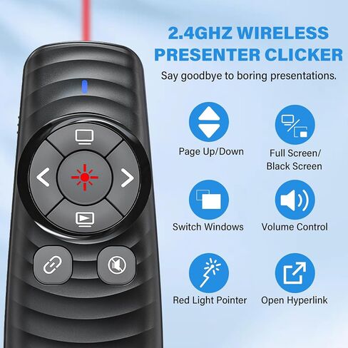 2-in-1 USB Type C Presentation Clicker Wireless Presenter Remote Clicker for PowerPoint Presentations with Pointer, RF 2.4GHz USB C PowerPoint Clicker Slide Advancer for Computer/Mac/Laptop in Saudi Arabia