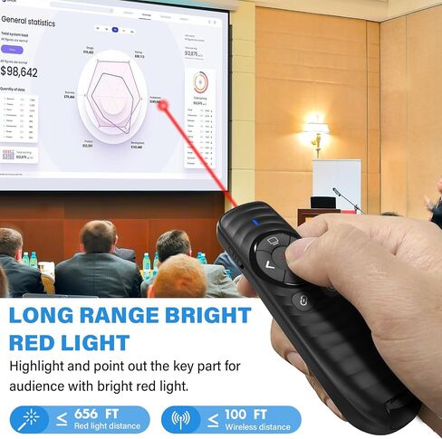 2-in-1 USB Type C Presentation Clicker Wireless Presenter Remote Clicker for PowerPoint Presentations with Pointer, RF 2.4GHz USB C PowerPoint Clicker Slide Advancer for Computer/Mac/Laptop in Saudi Arabia