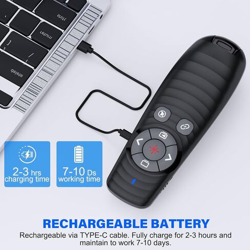 2-in-1 USB Type C Presentation Clicker Wireless Presenter Remote Clicker for PowerPoint Presentations with Pointer, RF 2.4GHz USB C PowerPoint Clicker Slide Advancer for Computer/Mac/Laptop in Saudi Arabia