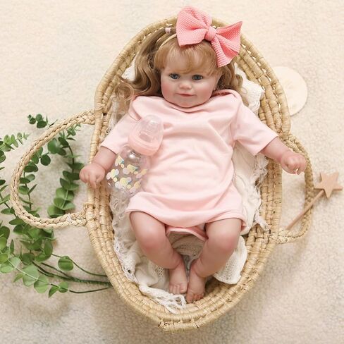 Reborn Baby Dolls, 17Inch Cute Realistic Baby Doll with Soft Vinyl Full Body - Newborn Poseable Baby Dolls with Gift Box and Accessories for Cuddling and Playtime in Saudi Arabia