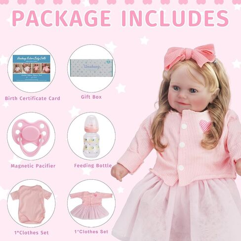Reborn Baby Dolls, 17Inch Cute Realistic Baby Doll with Soft Vinyl Full Body - Newborn Poseable Baby Dolls with Gift Box and Accessories for Cuddling and Playtime in Saudi Arabia