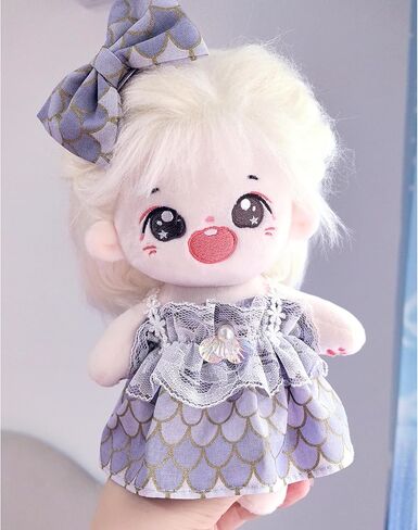 20cm /8" Doll Plush Doll's Clothes Set Cute Mermaid Style Dress and Hair Clips Stuffed Doll Clothing Accessories (Style 2- (Light Colour Fish Scales)) in Saudi Arabia