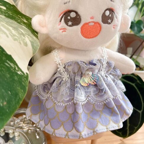 20cm /8" Doll Plush Doll's Clothes Set Cute Mermaid Style Dress and Hair Clips Stuffed Doll Clothing Accessories (Style 2- (Light Colour Fish Scales)) in Saudi Arabia