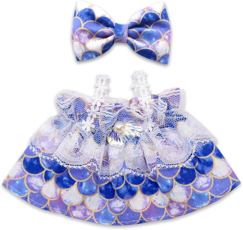 20cm /8" Doll Plush Doll's Clothes Set Cute Mermaid Style Dress and Hair Clips Stuffed Doll Clothing Accessories (Style 2- (Light Colour Fish Scales)) in Saudi Arabia
