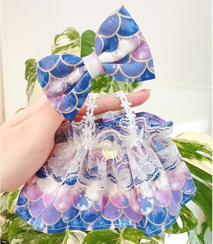 20cm /8" Doll Plush Doll's Clothes Set Cute Mermaid Style Dress and Hair Clips Stuffed Doll Clothing Accessories (Style 2- (Light Colour Fish Scales)) in Saudi Arabia