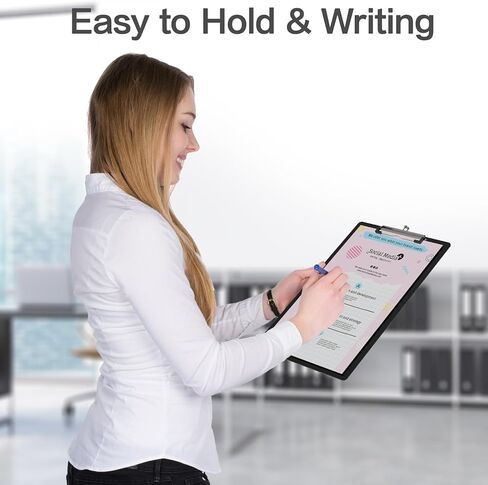 Legal Size Clipboard, 8.5 x 14 Black Plastic Long Clip Board with Low Profile Clip, 9 x 15 in, Suitable for Legal Lawers and Business, Office Supply in Kuwait