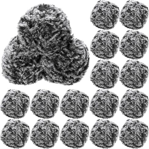 Timgle 16 Skeins Soft Faux Fur Yarn Chunky Fluffy Plush Bulky Yarn for Knitting Crocheting Crafting, Total Length 16 x 32m,16 x 35 Yds (Black Gray) in Saudi Arabia