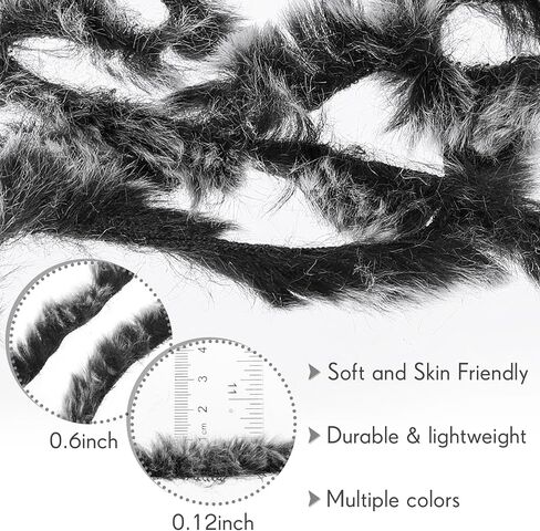 Timgle 16 Skeins Soft Faux Fur Yarn Chunky Fluffy Plush Bulky Yarn for Knitting Crocheting Crafting, Total Length 16 x 32m,16 x 35 Yds (Black Gray) in Saudi Arabia