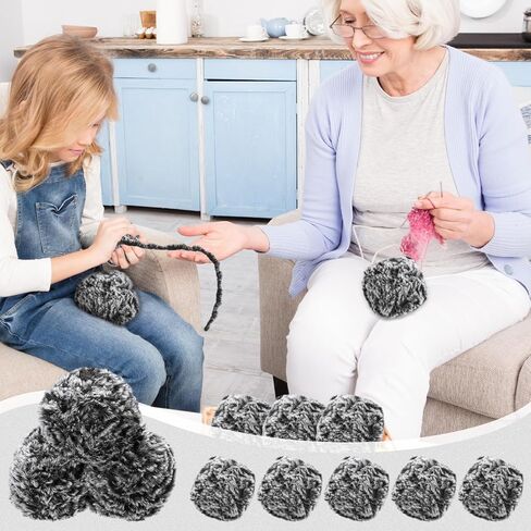 Timgle 16 Skeins Soft Faux Fur Yarn Chunky Fluffy Plush Bulky Yarn for Knitting Crocheting Crafting, Total Length 16 x 32m,16 x 35 Yds (Black Gray) in Saudi Arabia