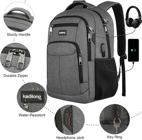 kadilong School Backpacks for Teenager Boys Laptop Backpack Men for Work Business College Computer Bag with USB Port Fits 15.6 Inch Laptop and Notebook in Kuwait