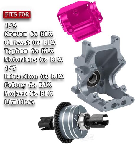 علبة التروس من الألمنيوم RC العلبة والرسم الفرق 43T/13T ترقيات جزء ل 1/8 من Kraton Outcast Typhon 6S BLX 1/7 جناية المخالفة Mojave 6S BLX LIMELINGLING ، الأحمر ، الأحمر. in Kuwait