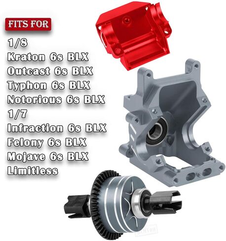 علبة التروس من الألمنيوم RC العلبة والرسم الفرق 43T/13T ترقيات جزء ل 1/8 من Kraton Outcast Typhon 6S BLX 1/7 جناية المخالفة Mojave 6S BLX LIMELINGLING ، الأحمر ، الأحمر. in Kuwait
