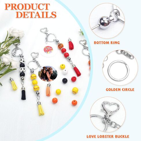 10Pcs Beadable Keychain Bars Bead for Keychain Making Metal Beaded Keychain for Jewelry Making Gift Pendant DIY Crafts in Saudi Arabia