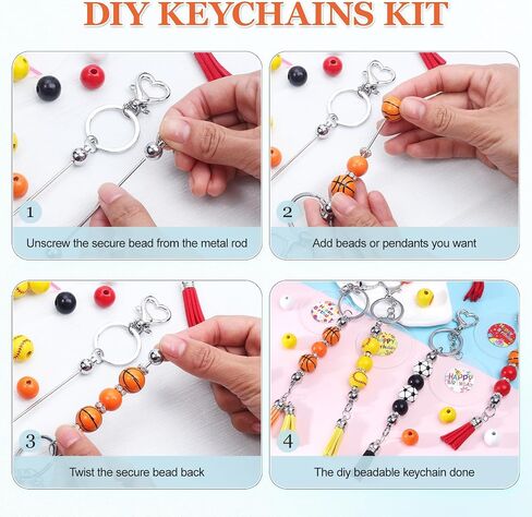 10Pcs Beadable Keychain Bars Bead for Keychain Making Metal Beaded Keychain for Jewelry Making Gift Pendant DIY Crafts in Saudi Arabia
