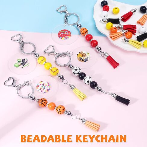 10Pcs Beadable Keychain Bars Bead for Keychain Making Metal Beaded Keychain for Jewelry Making Gift Pendant DIY Crafts in Saudi Arabia