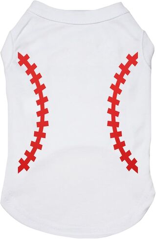 Petitebella Baseball Print Puppy Dog Shirt (White/Red, X-Small) in Saudi Arabia