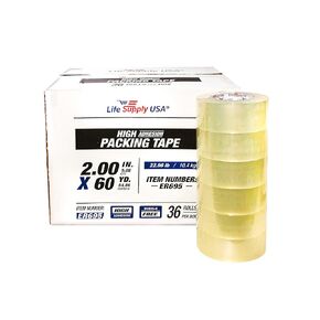 LifeSupplyUSA 36 Rolls Heavy Duty Packing Tape 2" x 110 Yards 3.1 mil - Transparent - Bubble Free, Adhesive, for Shipping/Moving/Storage/Box Carton Packaging Seal