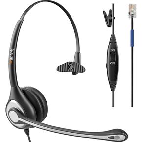Wantek Cisco Phone Headset with Microphone Noise Cancelling & Mute Switch, RJ9 Telephone Headsets Compatible with Cisco Office Landline Phones 6851 6945 7841 7861 7942 7945 7961 7962 7965 8811 8841