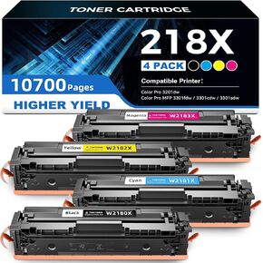 218X 218A High Yield Toner Cartridge 3201dw Toner Replacement for HP 218A 218X Toner Cartridges 4 Pack Work with HP Color Pro MFP 3301fdw 3301cdw 3201dw 3301sdw, 3201 3301 Series Printer Ink NO CHIP