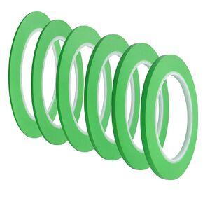 JINBING Mix 6Rolls High-Temp Vinyl Fine Line Fineline Masking Tape Automotive Paint for Curves Green 1/16~1/6 in x 36 Yard