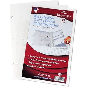 EnvyPak Plastic Pages for Mini Binders - 3 Hole Punched - Hole Punches are 2.75 Inches Center to Center