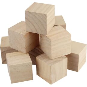 MANCHAP 45 Pack 2 Inch Square Wood Carving block, 5cm Carved Wood Cube, Natural Craft Wooden Unfinished Wood Block for DIY, Crafts, Home Decoration