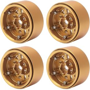 4 Pcs Beadlock Brass Wheel Hub,Brass Heavy 1.9Inch RC Beadlock Wheels for SCX10 90046 AXI03007 D90 D110 TF2