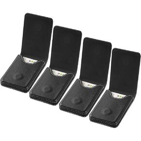 Outus 4 Pcs Business Card Holder, PU Leather Business Wallet Case Pocket Name Card Holder with Magnetic Shut Credit ID Case/wallet(Coffee)