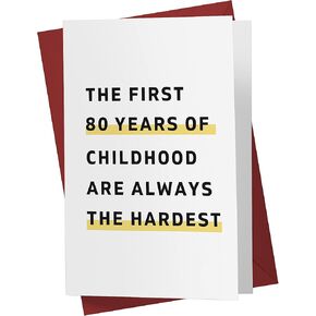 Karto Funny 80th Birthday Card for Men Women - Large 5.5x8.5 inch 80 Years Old Birthday Cards for Him Her - Childhood