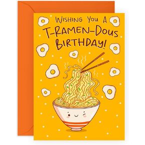 CENTRAL 23 Funny Birthday Cards For Men Women - Wishing You A T-RAMEN-DOUS Birthday - Noodles - Asian Food Puns - Cute Greeting Cards For Daughter Grandson Girlfriends - Comes With Fun Stickers
