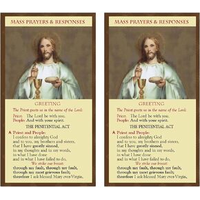 pocket card for responses and prayers at Catholic mass set of 2