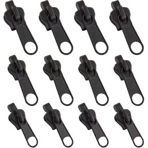 12 Pcs Black Fix Zip Puller -3 Sizes Zip Slider Repair Kit -Zipper Set for Jacket,Luggage,Backpacks Practical Accessories Travel -Kit Fix Black Zipper Rescue