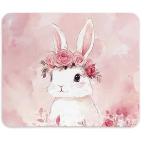 Coquette Pink Bunny Mouse Pad,Bunny Lover Gifts,Teen Girl Gifts,Aesthetic Non-Slip Rubber Base Mousepads for Home Office Dorm Desk Decor,9.5x7.9 inches