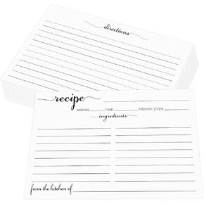 4x6 Recipe Cards Rustic White - From the Kitchen Of 100 Pack Double Sided Recipe Cards Cooking Cardstock with Lines for Weddings, Bridal Shower, Baby, Christmas Gifts
