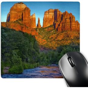 3dRose LLC 8 x 8 x 0.25 Inches Mouse Pad, Arizona Sedona Red Rock Sp Cathedral Rock Jaynes Gallery (mp_87810_1)