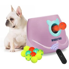 Automatic Dog Ball Launcher, Dog Ball Fetch Machine with Remote Control, Auto Ball Thrower for Small Dogs and Puppies, Dog Self Playing Toys, Indoor and Outdoor Interactive Toys with 10 Balls