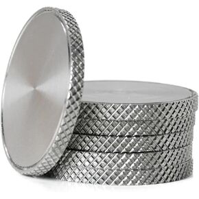 MICAIKEM 1-1/4" Stainless Steel CNC Diamond Knurled Edge Coin Blanks Heavy Duty 3mm Thick for Engraving and Hand Stamping. Pack of 5